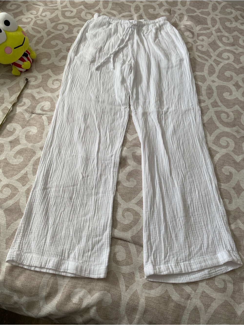 Indigo Rein White Crinkled Wide Leg Pants